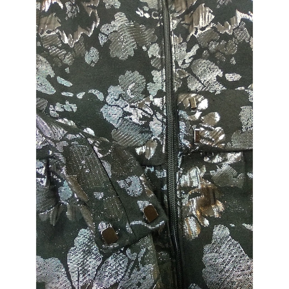 Womens dress Lauren Conrad Size 8 Black Floral Dress Black Silver Party Metallic - Picture 7 of 10